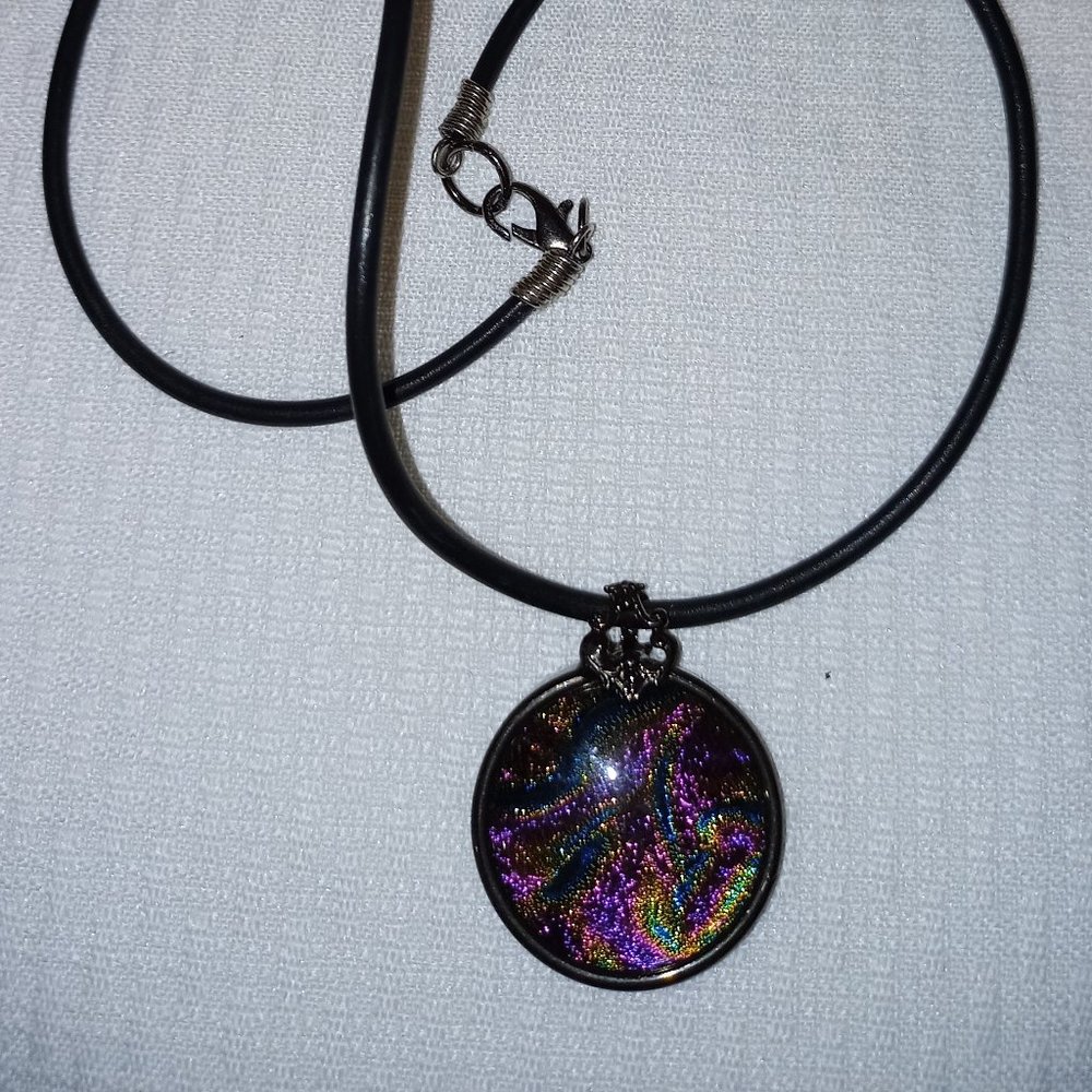 Victorian Dichroic Glass Pendant Necklace